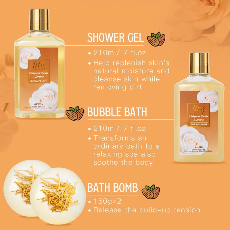 Gifts for Women, Birthday Gift, Spa Gift Basket for Women - 10-Piece Vanilla Bath and Body Gift Set for Women, Mothers Day Gift Basket for Mom, Spa Kit, Self Care | Gifts for Valentines Day, Christmas