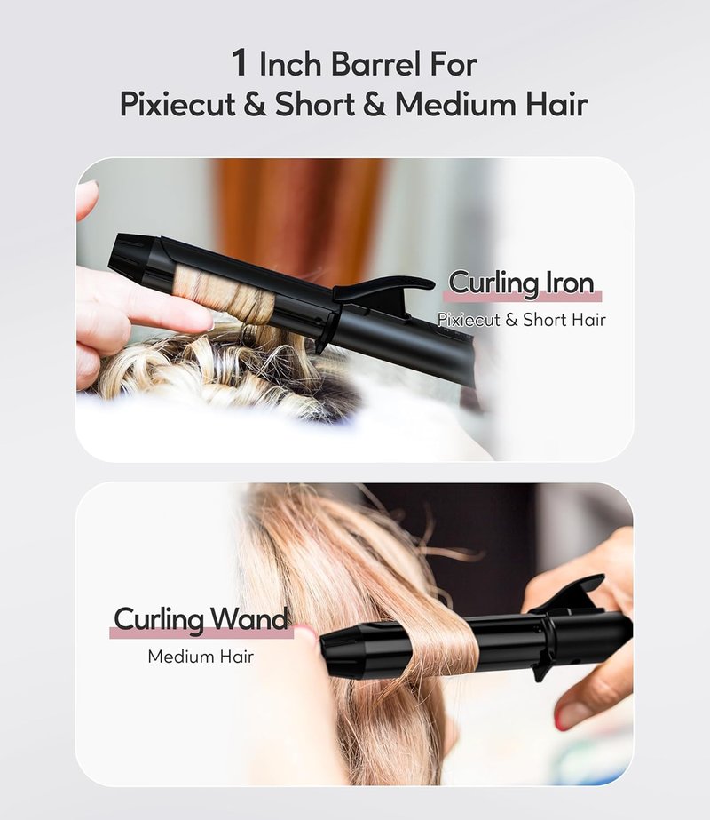 Travel Curling Iron - 1 Inch Mini Ceramic Curler with 3 Temp Settings | Dual Voltage, Auto-Off, Includes Storage Bag