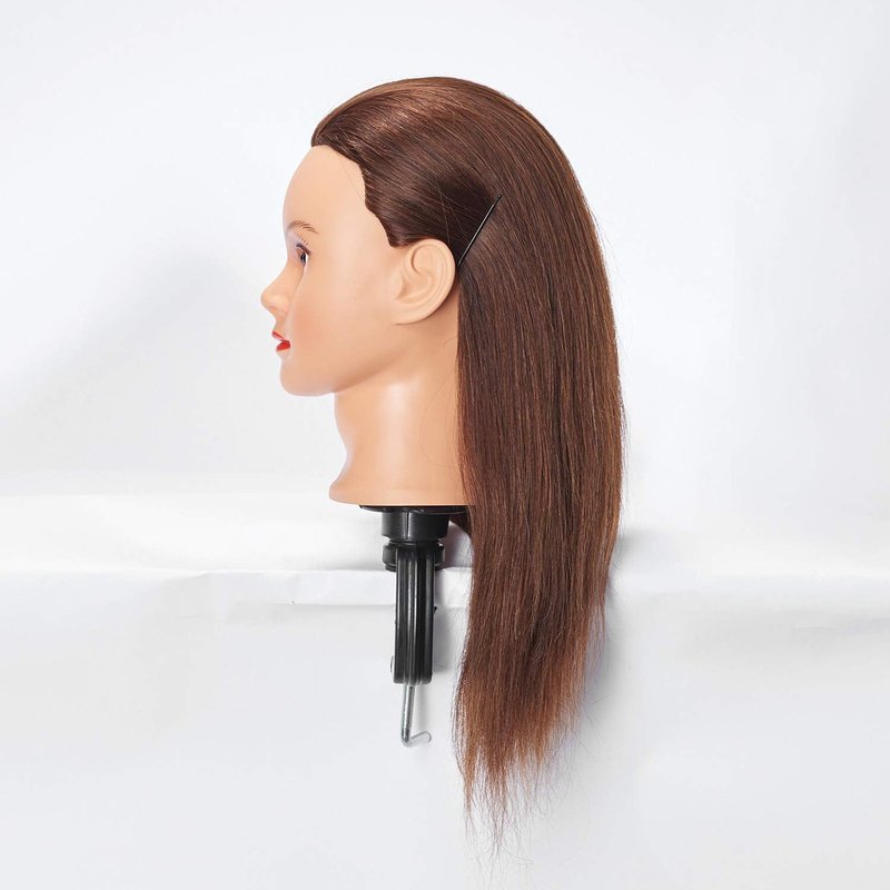Mannequin Head - 20-22'' Human Hair Styling Training Head for Cosmetology Practice | Includes Stand
