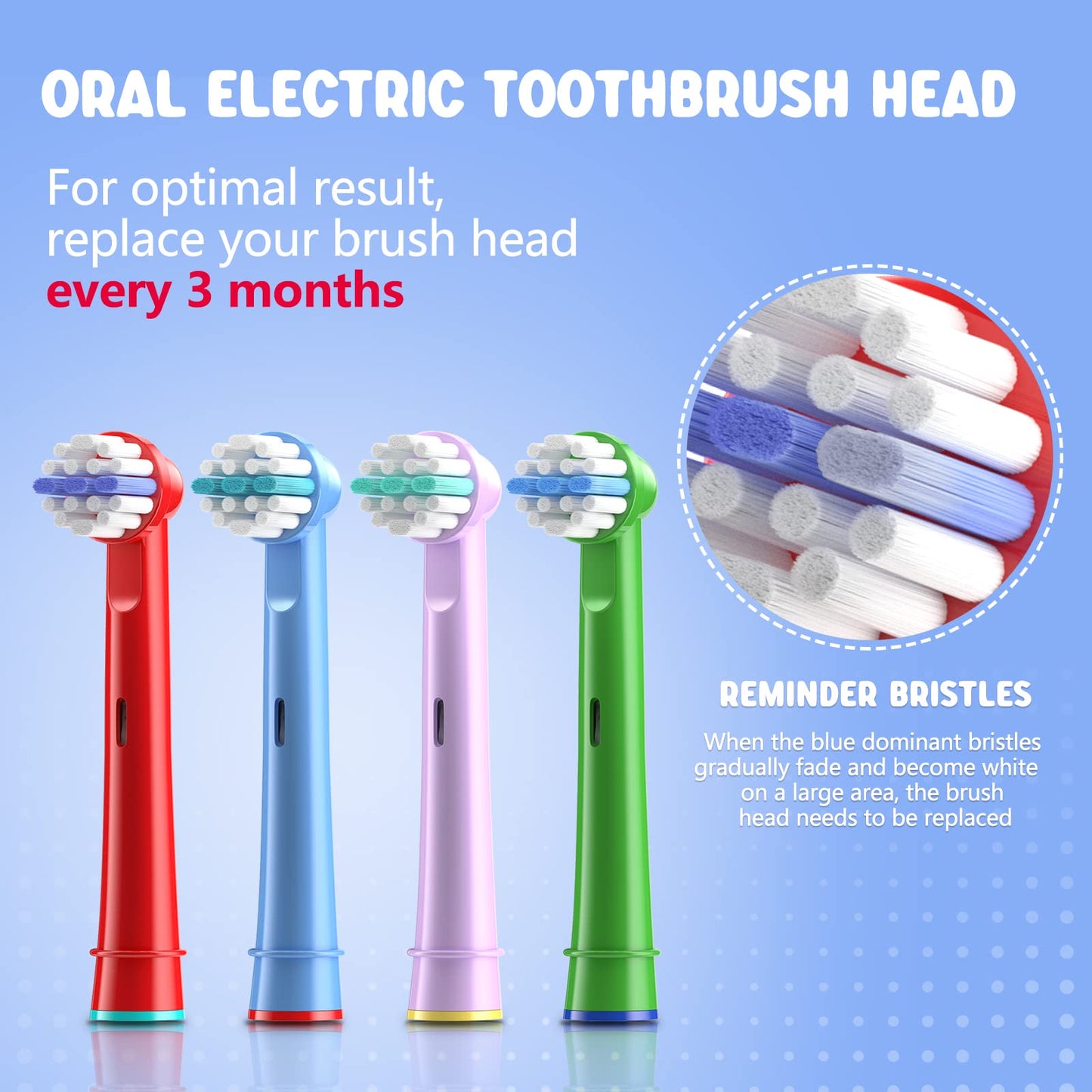 THISONG Kids Electric Toothbrush Replacement Heads Compitable with Oral-B – Soft Bristle Precision Soft Cleaning, 8-Pack in 4 Colors, Designed for Children