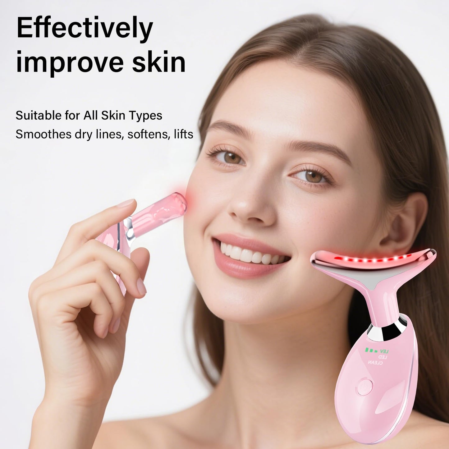 Facial Massager, Portable Face Neck Massager Wand for Skin Care(Light Pink)