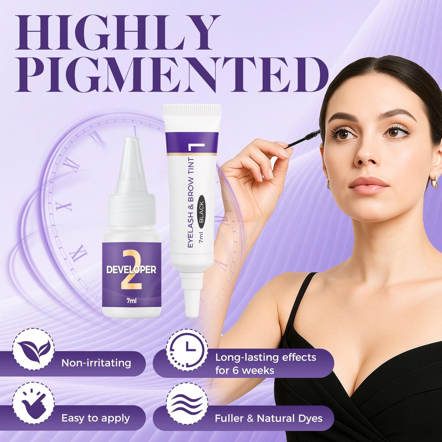 Eyelash & Eyebrow Tint Kit,Eyebrow Tint Kit, Professional Instant Lash & Brow Color Kit black