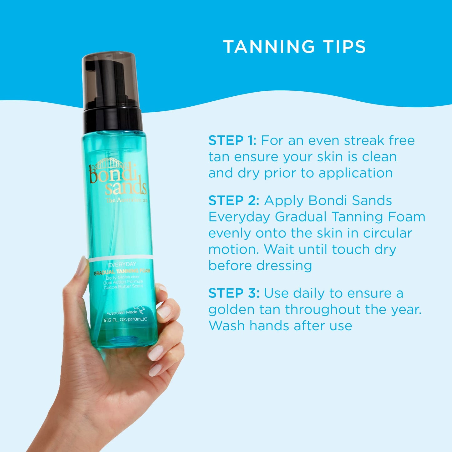 Bondi Sands Everyday Gradual Tanning Foam | Effortless, Lightweight Tanning Foam Gradually Provides Easy Golden Glow | 9.13 oz/270 mL