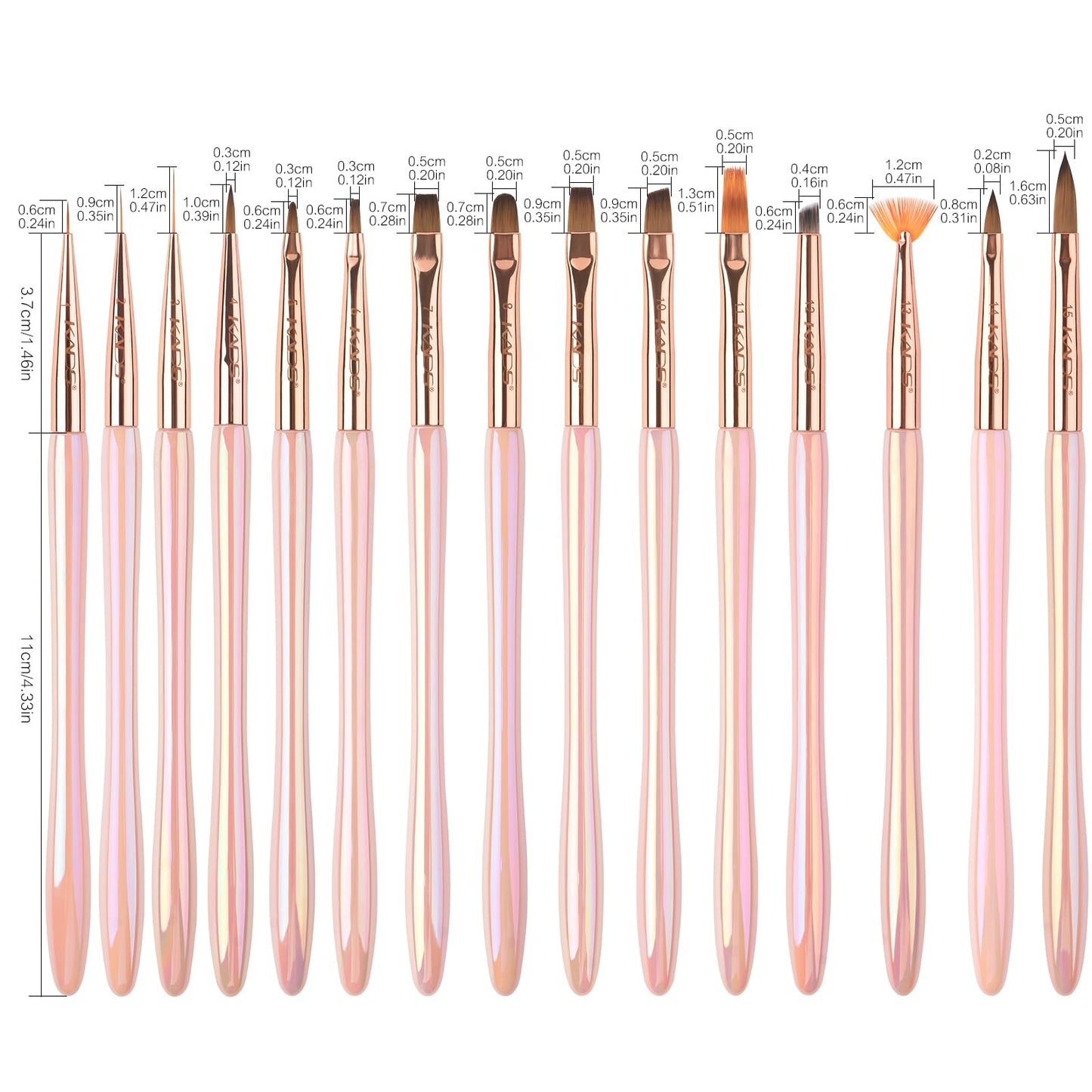 KADS 15Pcs Acrylic Nail Art Application Brushes Nail Art Tips Liner Brush Builder Brush Nail Painting Brush set (15Pcs Butterfly Garden Package)