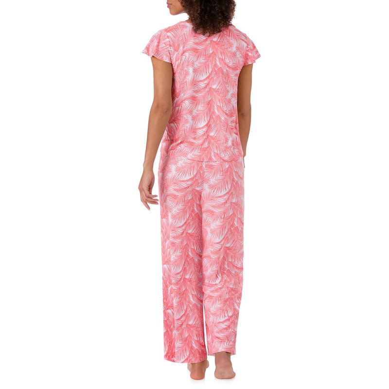 Tommy Bahama - Women's Pajama Set, Short Sleeve T Shirt with Cropped Pants for Sleep or Lounge (Coral Palms, Small)