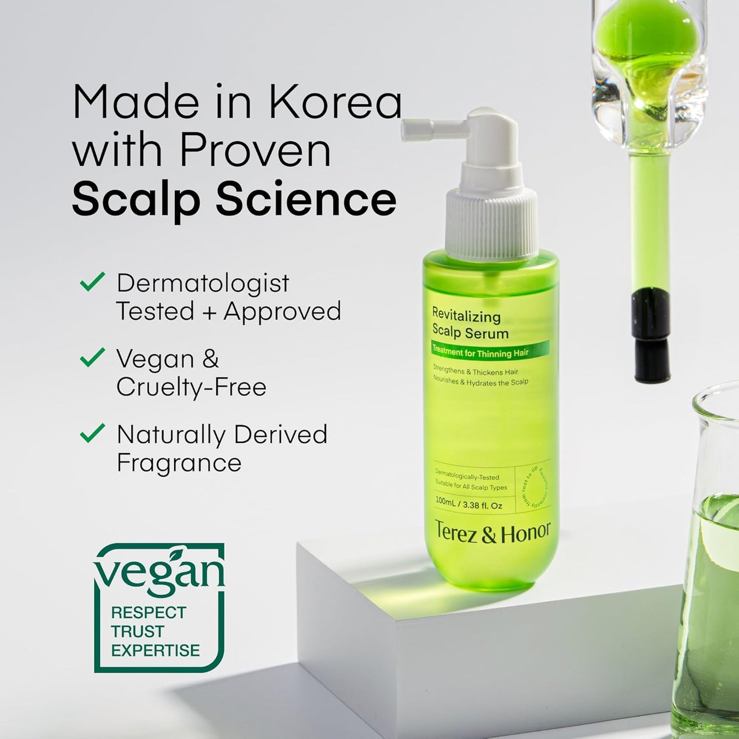 Scalp Serum for Hair Growth Spray - Korean Vegan Treatment for Thinning Hair & Itchy Scalp | Non-Greasy, Lightweight Formula (100 mL)
