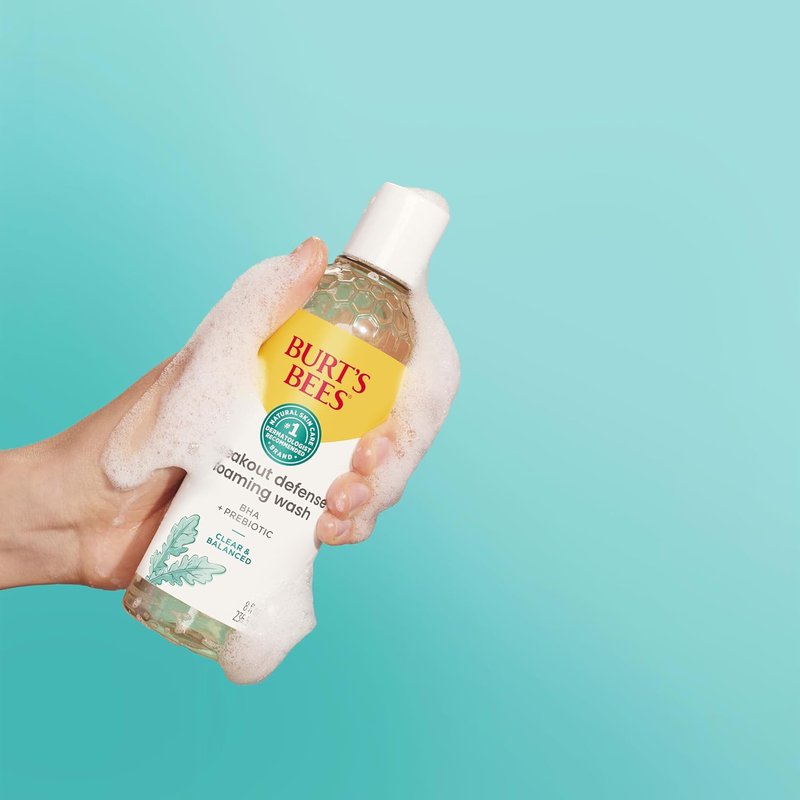 Burt's Bees Foaming Face Wash - BHA Breakout Defense Cleanser for All Skin Types | 8 Oz.
