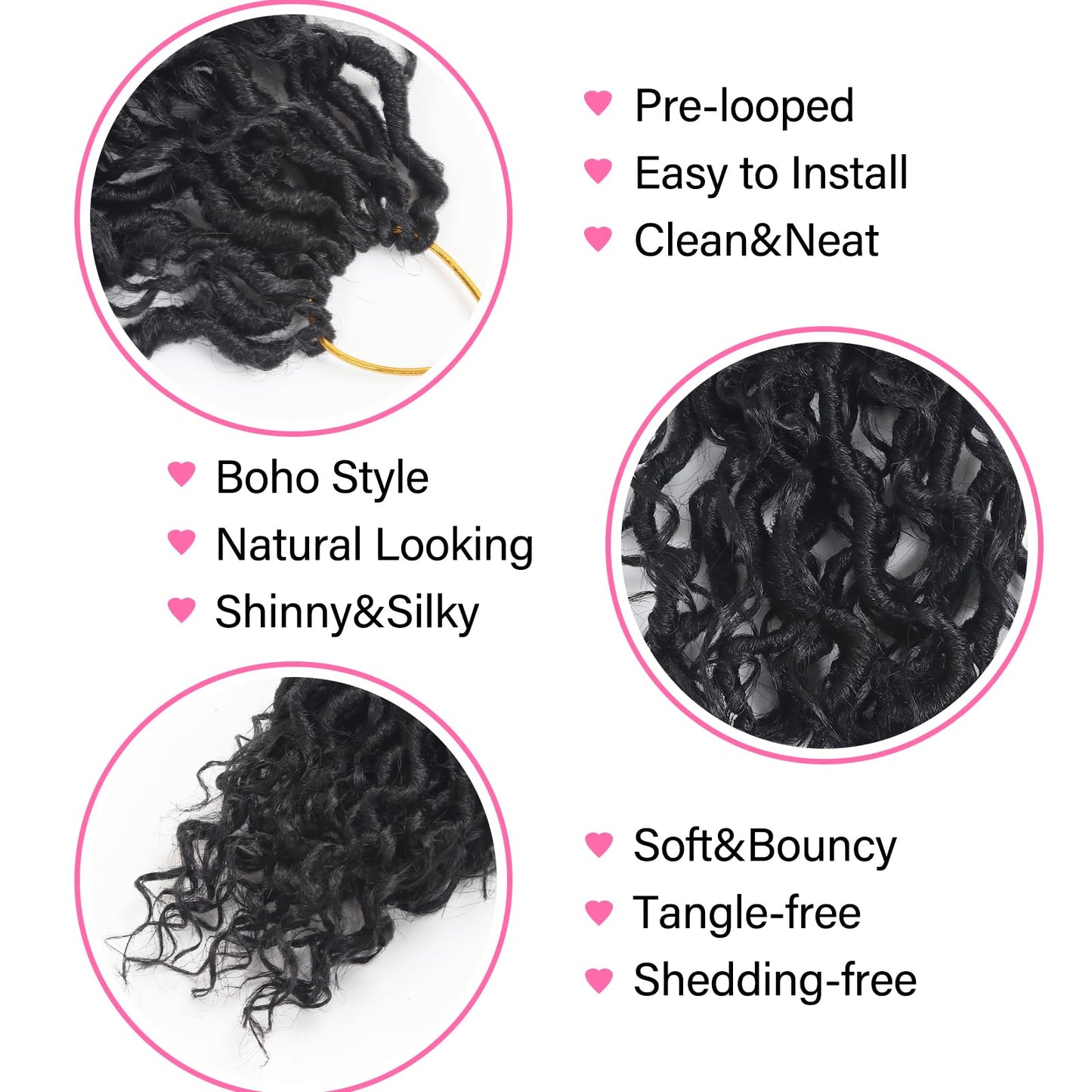 Sosihua Goddess locs crochet hair, 9 packs soft boho faux locs with curly ends bohemian crochet dreads for black women 12 Inch (Pack of 9)#1B