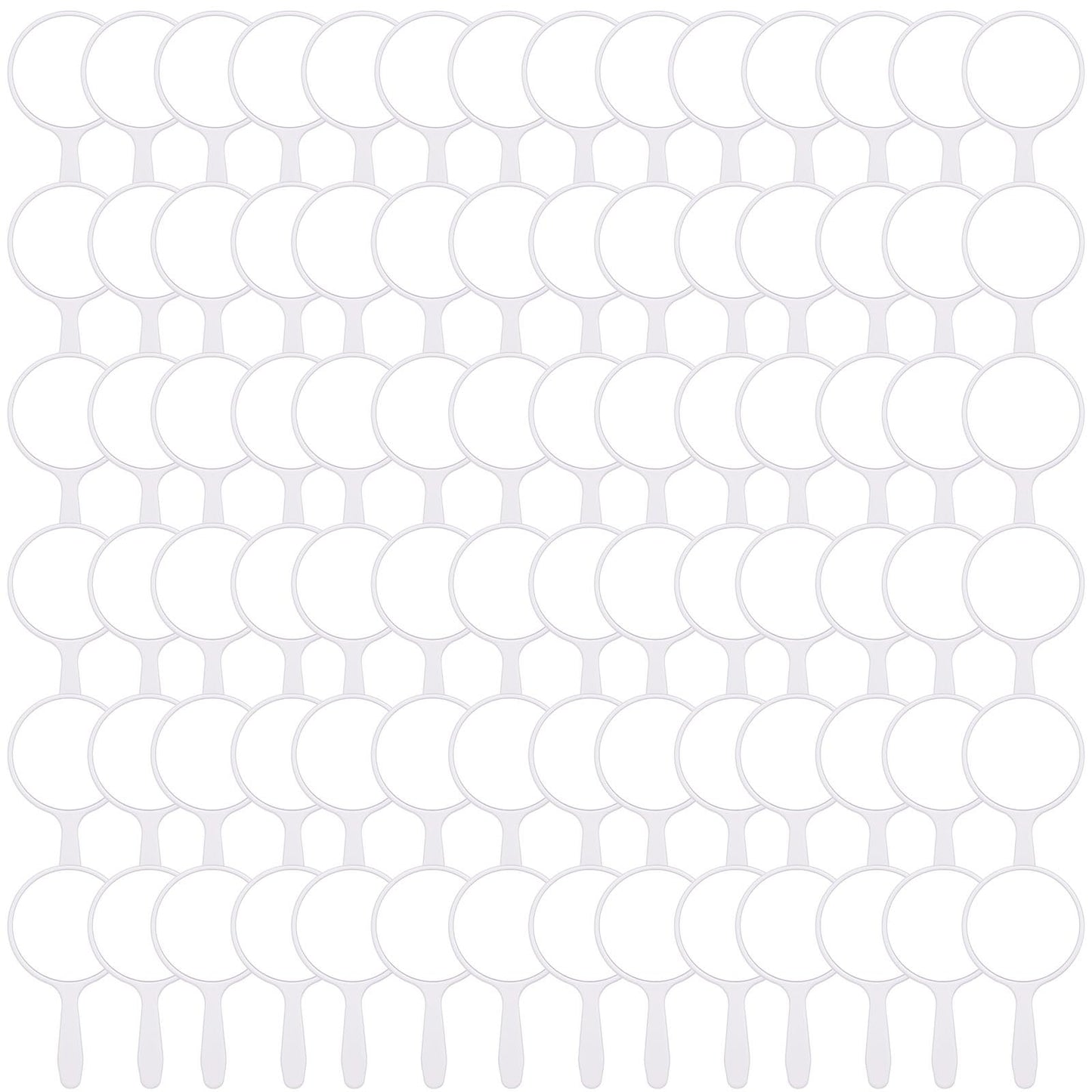 Vinsot 100 Pcs Handheld Mirror Bulk Small Hand Compact Mirrors with Handle Plastic Travel Makeup Portable 3.94 x 2.16 Inch for Birthday Dress up Wedding Practice Pronunciation (White)
