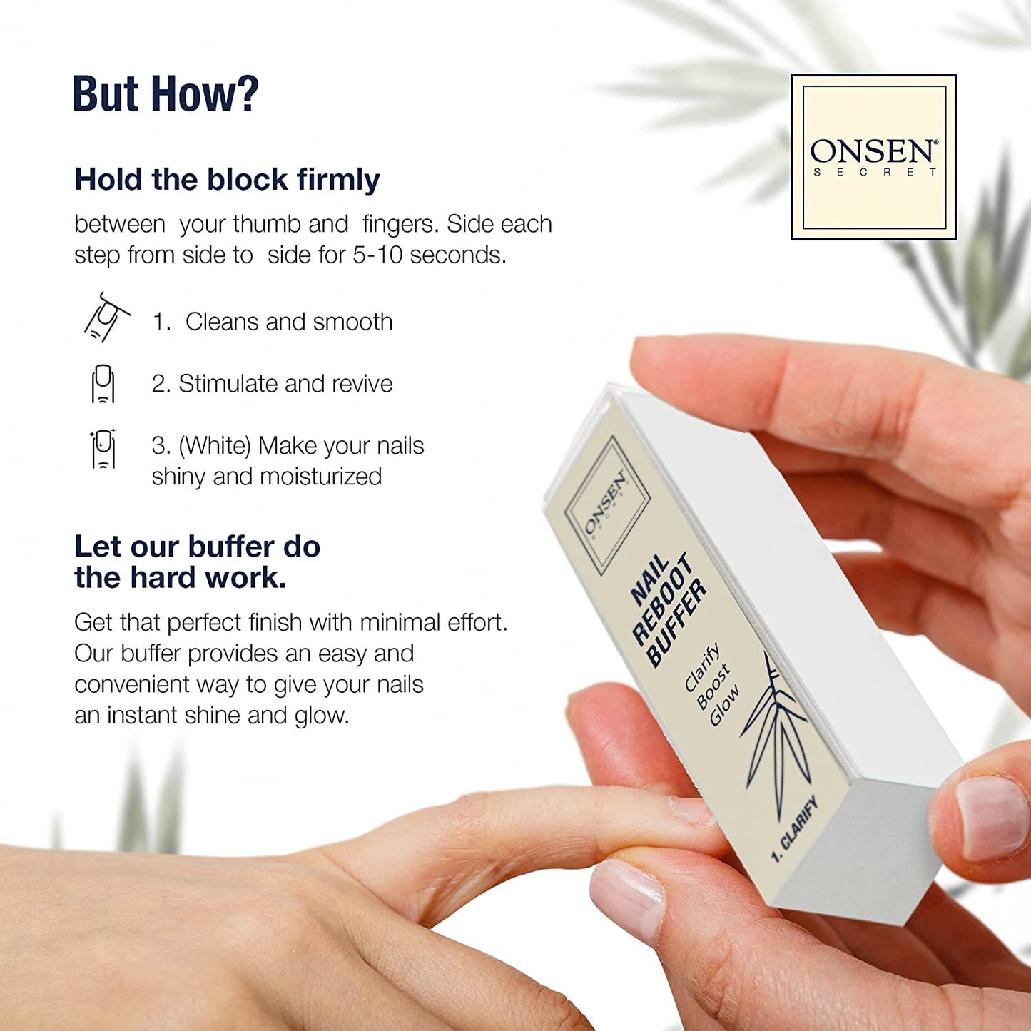 Onsen Secret Cuticle Conditioner Cream 15ml + Professional Nail Buffer Block. Cuticle Oil That Sooth, Repair & Strengthen Cuticles & Nails, 3 Way Nail Buffing Block