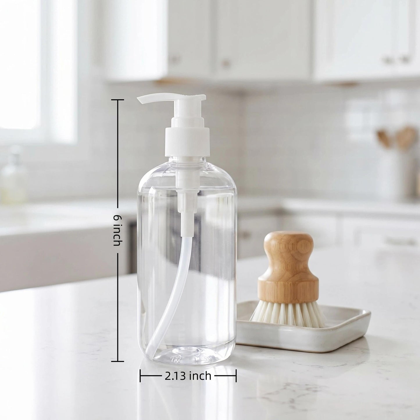 Bekith 16 Pack Empty Plastic Pump Bottles Dispenser, 8oz/240ml Clear Pump Bottle Dispenser, Portable Refillable Container for Hand Soap Lotion Shampoo Conditioner Essential Oil Liquid
