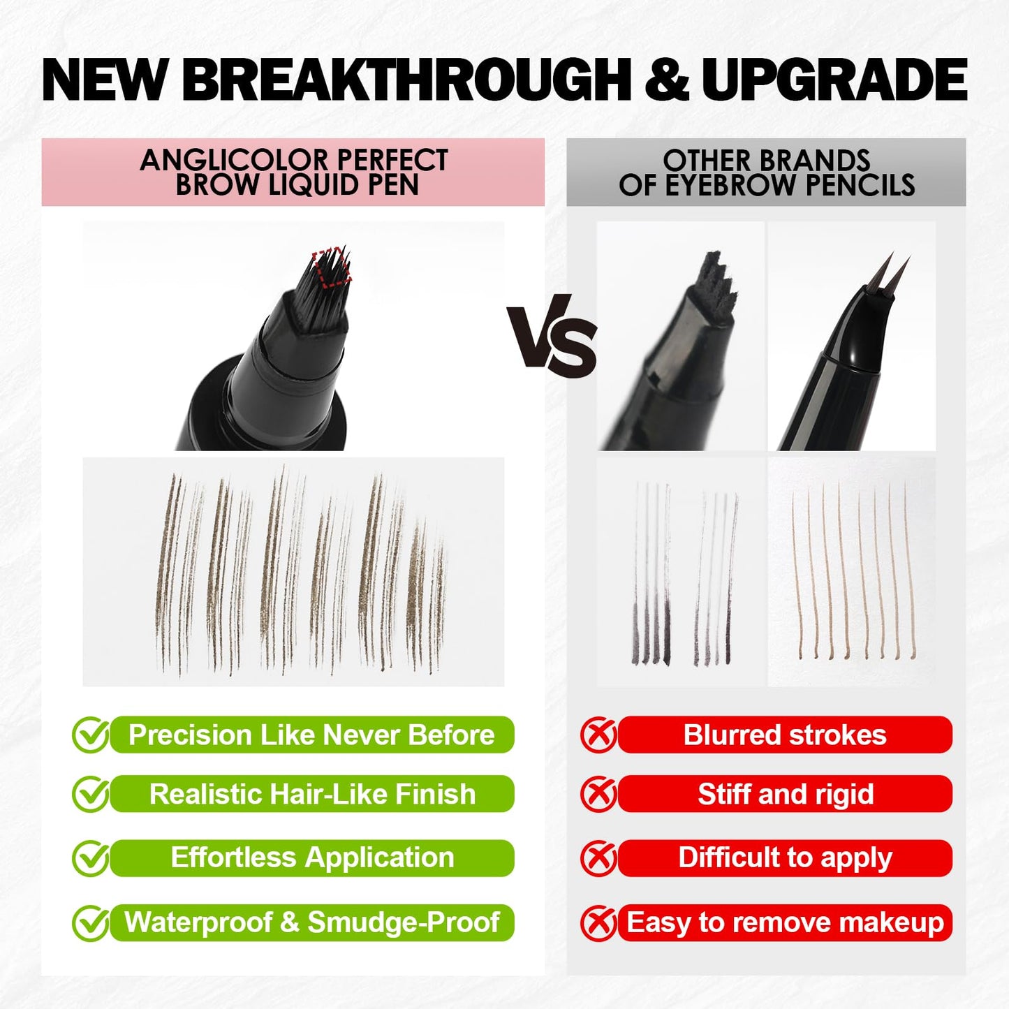 Anglicolor Microblading Eyebrow Pen, Liquid Eyebrow Pen, Square Angled Eyebrow Brush Natural Hair-Like Brow, Long-Lasting, Waterproof Eye brow Pencil for Women and Girls Makeup (03 Slate Brown)