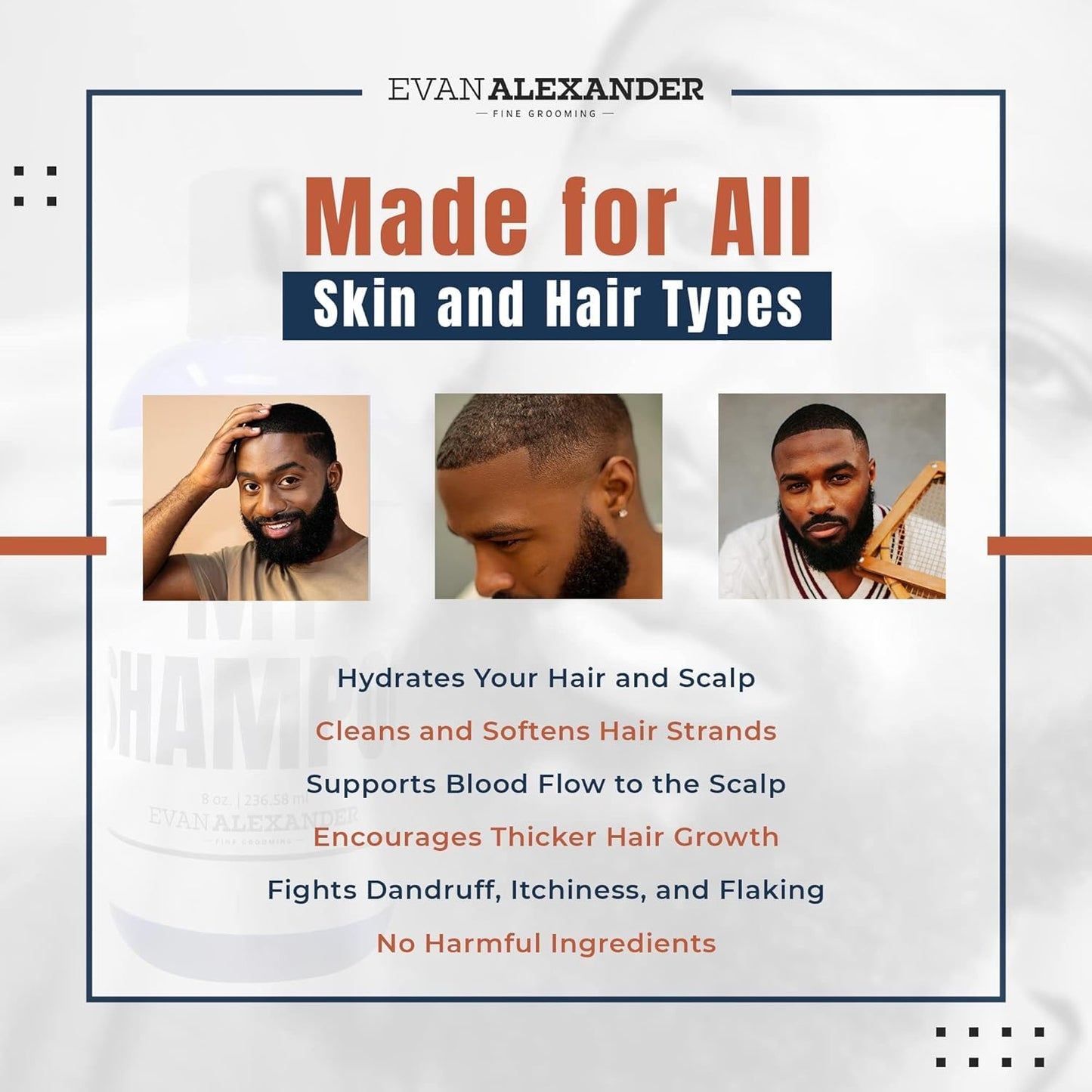 Evan Alexander Grooming MY Shampoo - Hair Growth Support & Scalp Nourishment with Peppermint Oil | 8 oz, Vegan, Great Scent