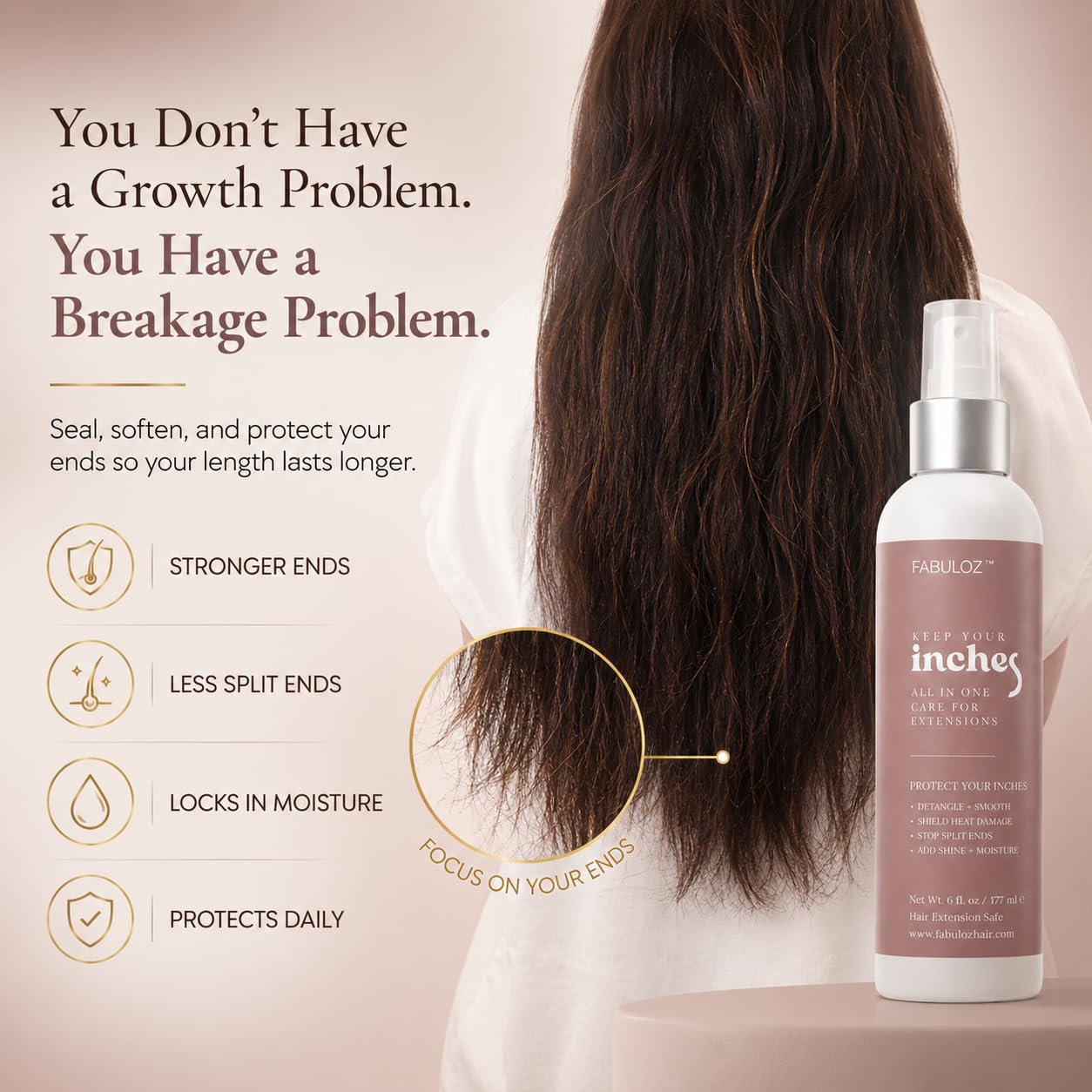 FABULOZ Hair Extension & Wig Leave-In Conditioner Spray, Keep Your Inches