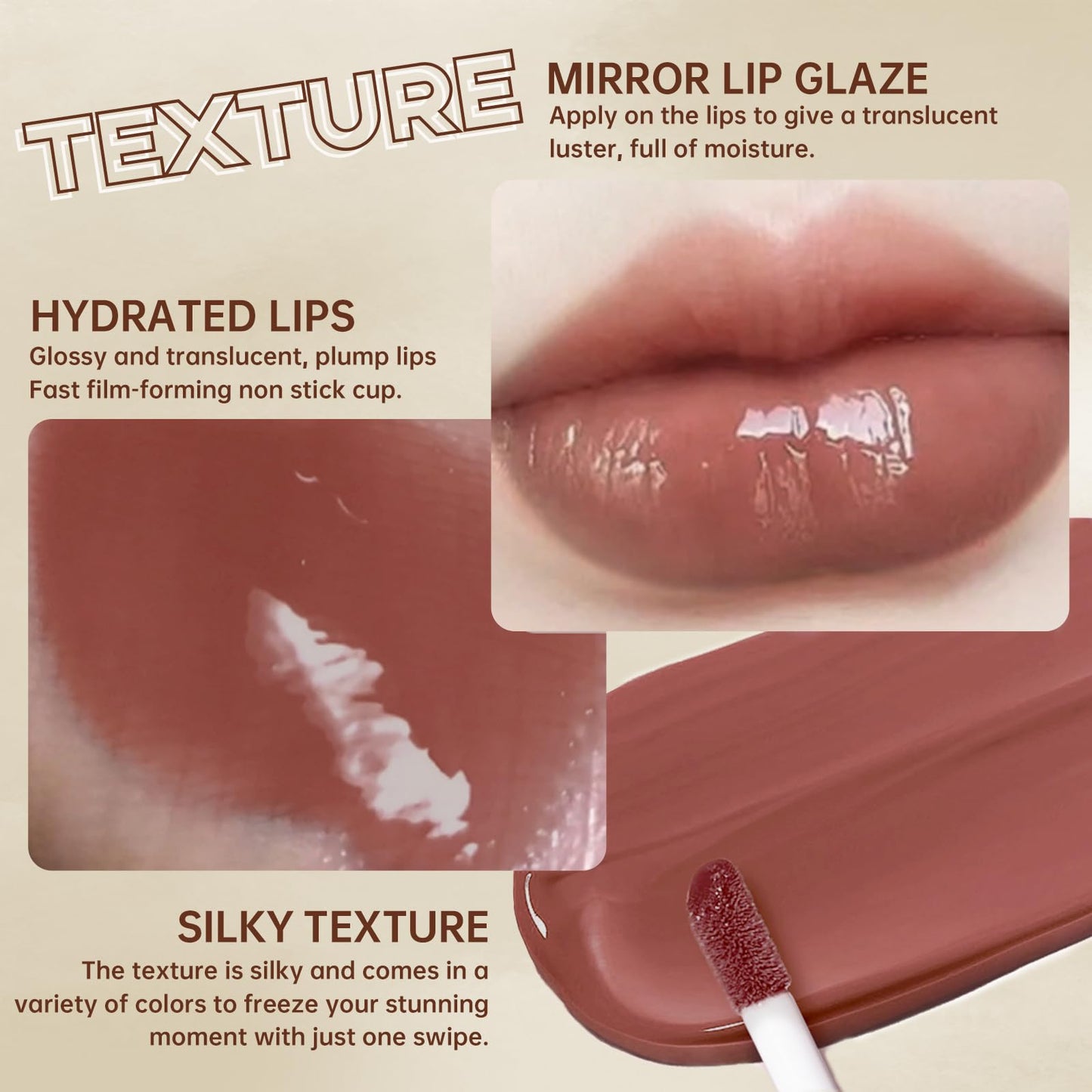 HOSAILY 2 Colors Lip Liner with Lip Gloss Set, Moisturizing Light Brown Lip Pencil Dark Brown Lip Liner and Lip Gloss Combo, Long Lasting Glossy Lip Stain Lipstick Lip Care Makeup