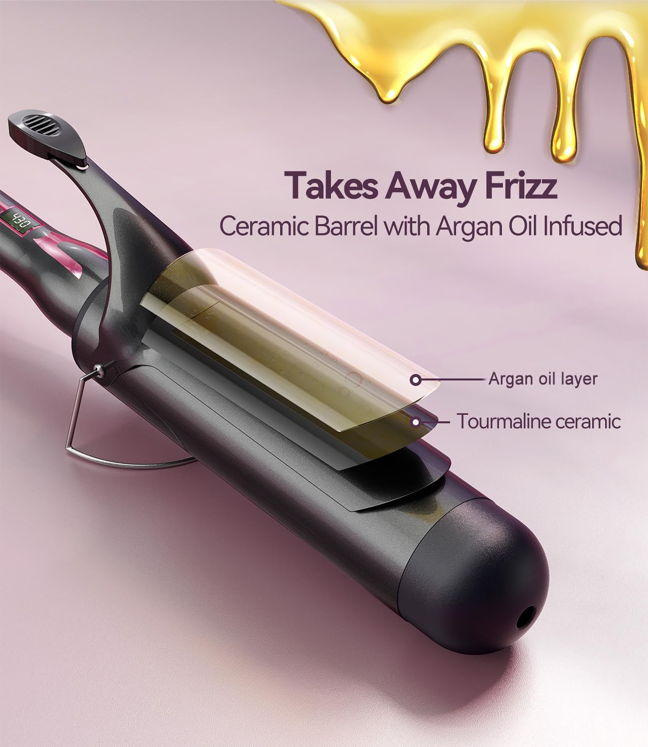 ORYNNE Curling Iron 2 Inch, 2 inch Curling Irons Ceramic Barrel with Argan Oil Infused, Large Barrel Curling Iron for Long Hair, 14 Heat Settings