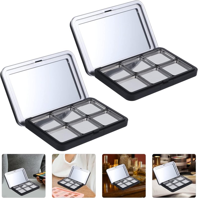Minkissy Empty Eyeshadow Palette - Magnetic Makeup Organizer with Mirror | Refillable for Eyeshadow & Lipstick, 2PCS