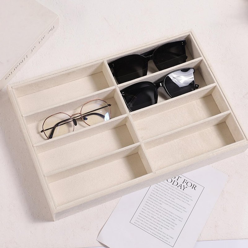 Sunglass Organizer Tray - Stackable Velvet Display for Drawers | 2 Pcs, 8 Grids