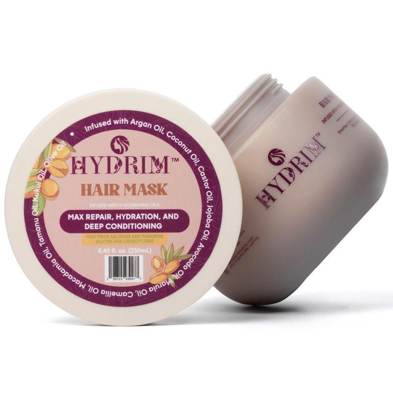 Hydrim Deep Conditioning Hair Mask for Dry Damaged Hair, Hydrating Repair Treatment, Infused with Argan Oil and 10 Nourishing Oils, Helps Smooth Frizz, Fresh Floral Aroma, 8.45 fl oz