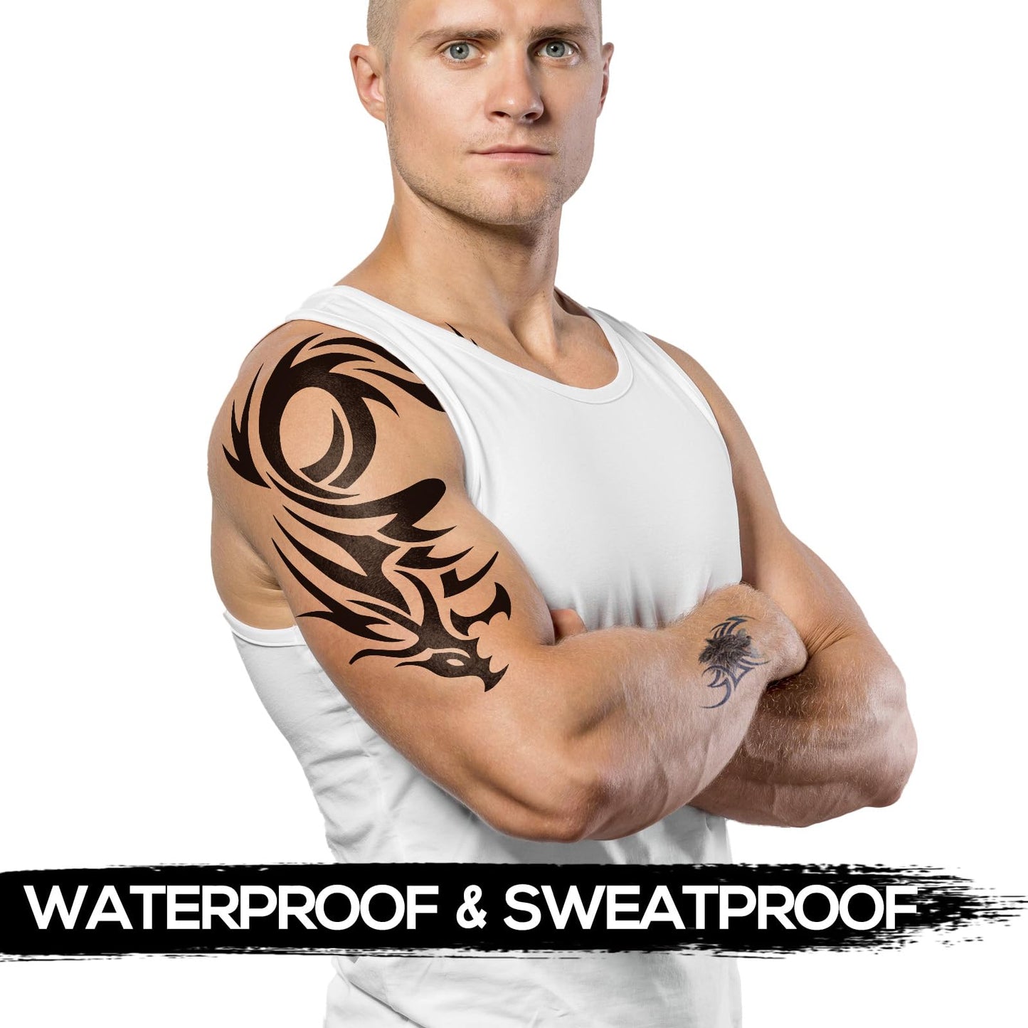 6-Sheet Large Temporary Tattoos for Men Adults Women – Waterproof Fake Tattoos with Chest Arm Shoulder Tribal Designs – Realistic Big Body Art for Parties and Cosplay