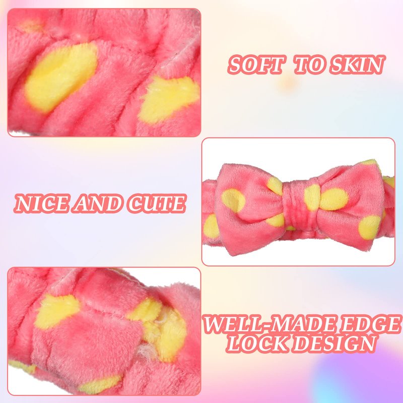 Hoteam 36 Pcs Facial Spa Headband Makeup Headbands Bulk Easter Bow Hair Head Band Fluffy Plush Spa Headband for Easter Basket Stuffer Gifts Women Washing Face Shower Cleansing