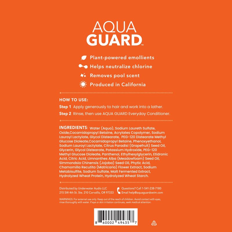 AQUA GUARD Clarifying Shampoo | Remove Chlorine & Pool Hair Smell | Paraben Free, Vegan, Color Safe, Leaping Bunny Certified