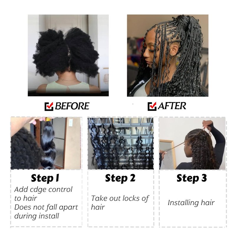 Human Braiding Hair for Boho Braids Deep Wave Bulk Human Hair 18 Inch 12A Knotless Boho Braiding Curly 100% Virgin No Weft Extensions Bohemian Braids 3 Bundles/Pack Natural Color