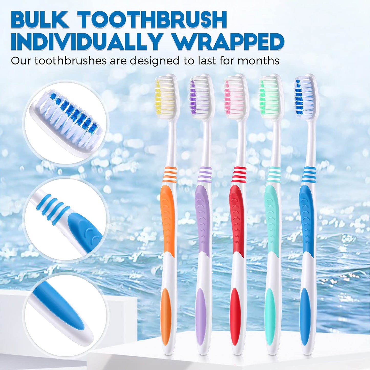 CHENGU 150 Pieces Individually Wrapped Toothbrushes Manual Disposable Travel Toothbrush Medium Soft Bristle Tooth Brush Travel Toothbrush Bulk Toothbrushes for Hotel, Guest, Adults, Kids, Multi Color