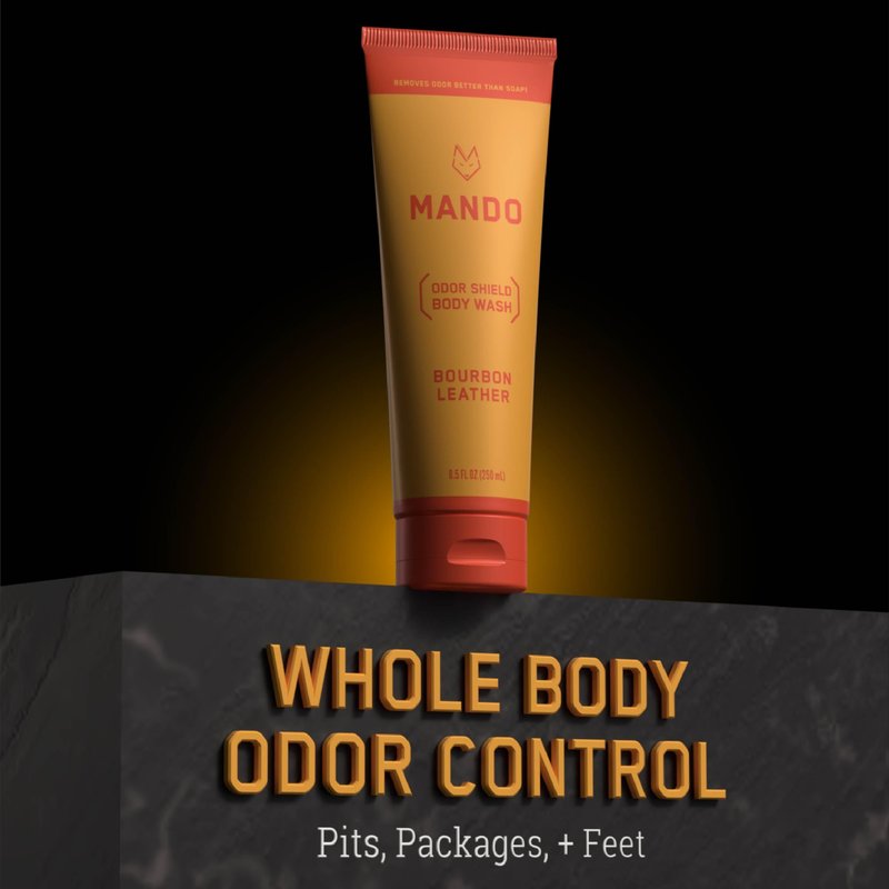Mando Smooth Solid Stick (2.6 Ounce) + Acidified Body Wash (8.5 Ounce) - Clinically Proven to Block Odor All Day - Whole Body Safe For Pits, Packages + Feet (Mt. Fuji)