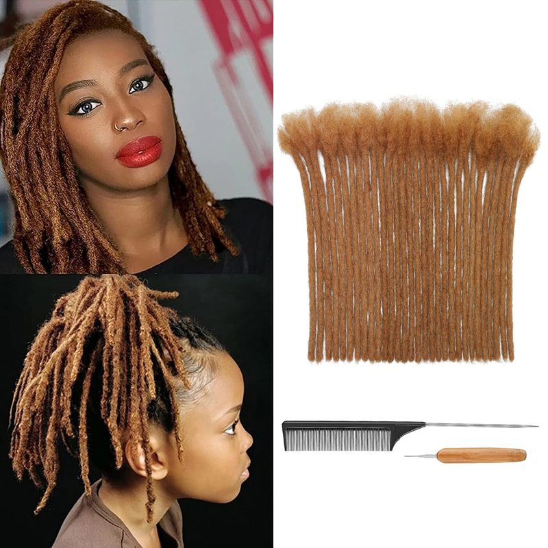 Dreadlock Extensions Human Hair 0.6cm Width 8 Inch 20 Strands, 100% Human Hair Loc Extensions, Full Handmade Locs Extensions for Men/Women, Can be Dyed Soft Dreads, #30 Brown