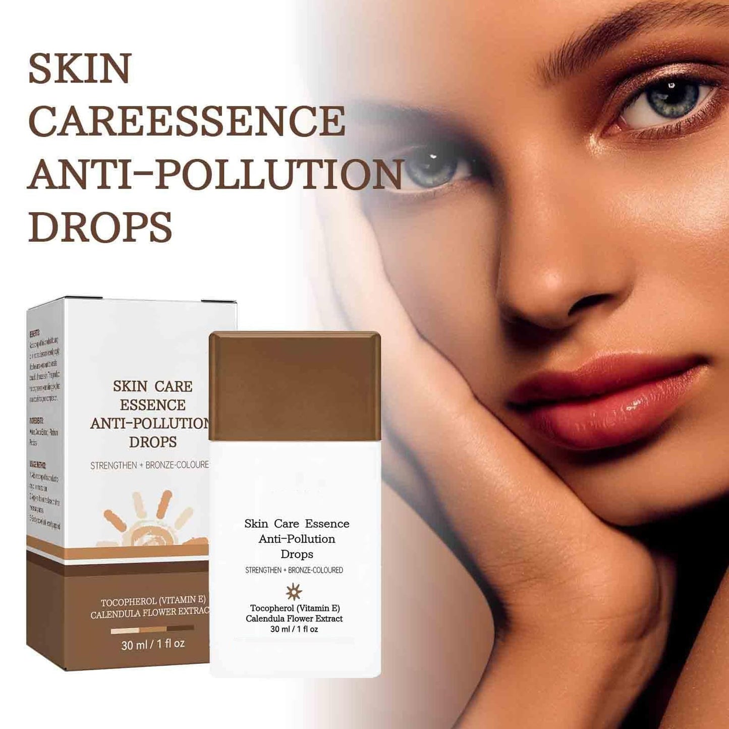 Bronzer Drops for Face & Body | Self-Tanning Peptide Serum with Anti-Aging & Anti-Pollution | Vegan Liquid Bronzer Drops, Cruelty-Free, Streak-Free Natural Glow