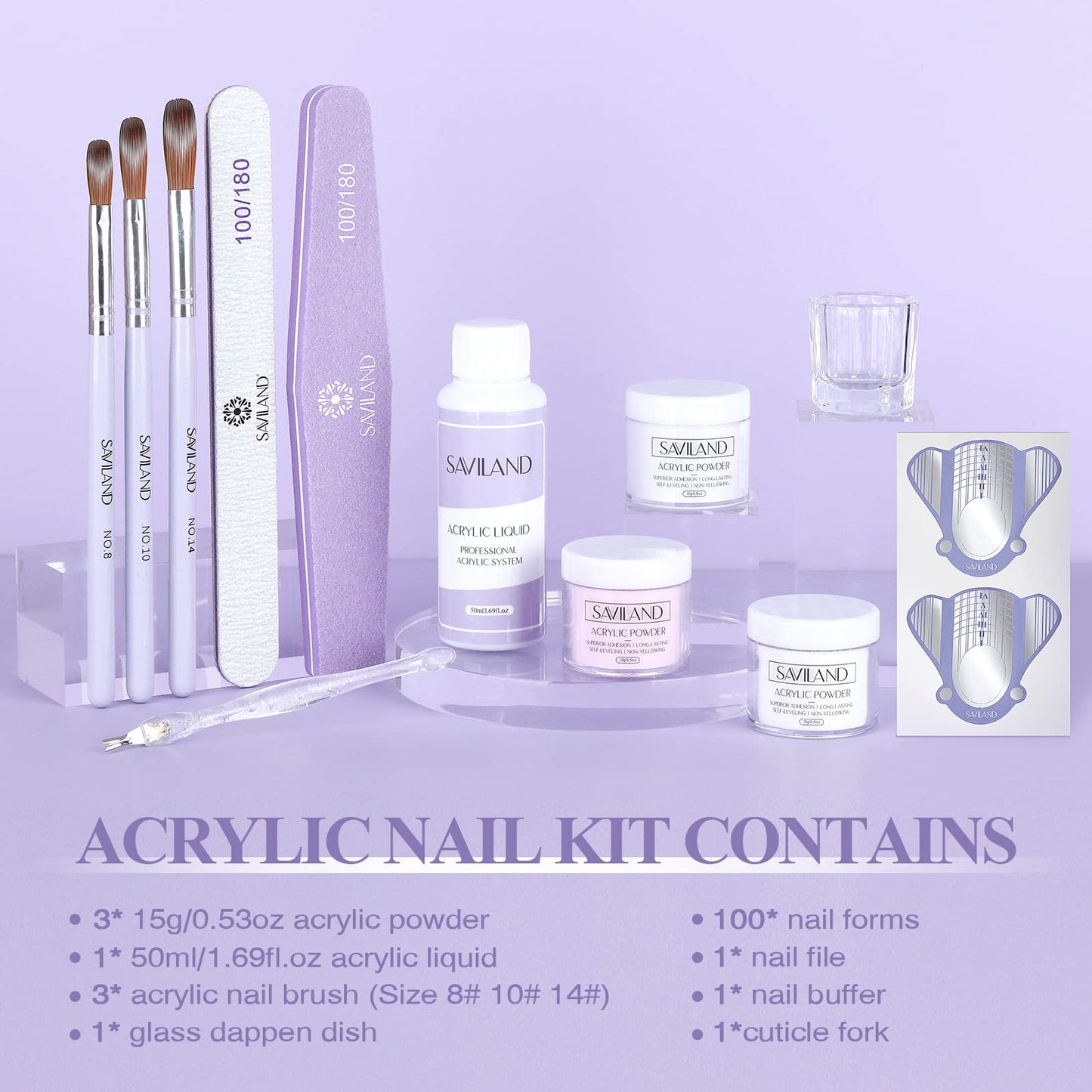Saviland Acrylic Nail Kit for Beginner with Nail Tips Set