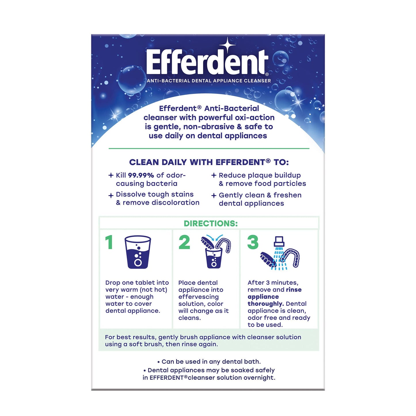 DenTek Professional-Fit, Maximum Protection Dental Guard for Teeth Grinding and Efferdent Anti-Bacterial Cleanser Tablet, 90ct
