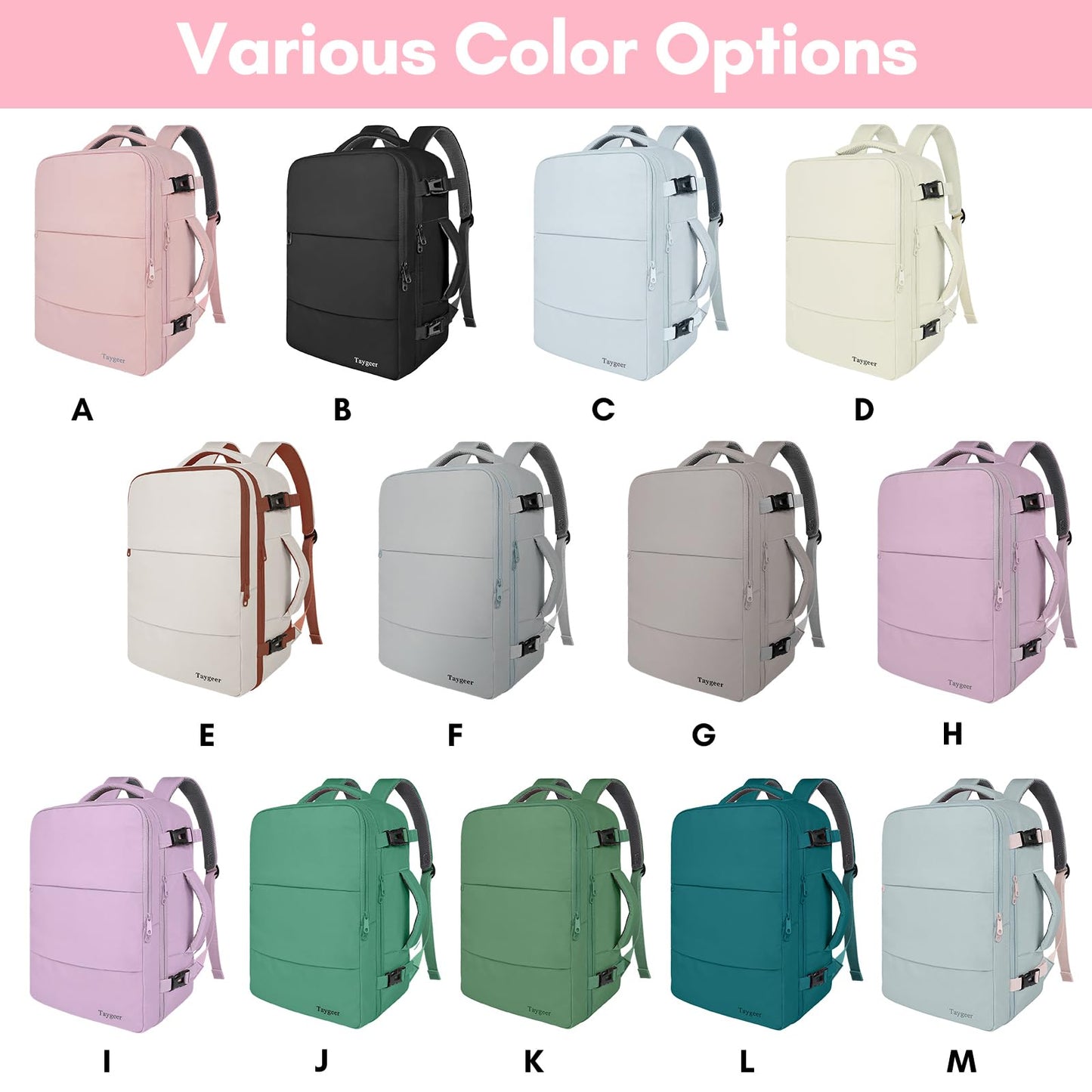 Taygeer Travel Backpack for Women, Carry On Backpack with Water Bottle Pocket & Shoe Pouch, TSA 15.6inch Laptop Mochila Flight Approved, Nurse Bag Casual Daypack for Weekender Business Hiking, Pink