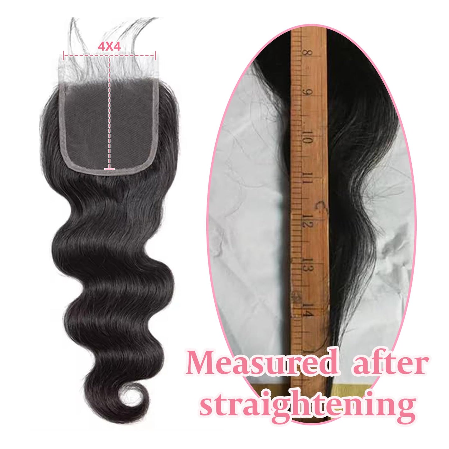 4x4 Lace Closure Human Hair Body Wave HD Lace Closure 20 Inch Free Part 100% Unprocessed Brazilian Virgin Human Hair Extensions for Women 150% Density Pre Plucked with Baby Hair Natural Black Color