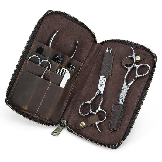 CONTACTS Full Grain Leather Manicure Set Case for Men Hairdressing and Nail Clipper Tool Organizer Travel Grooming Kit Pouch Empty Pouch by Handmade (Case Only)