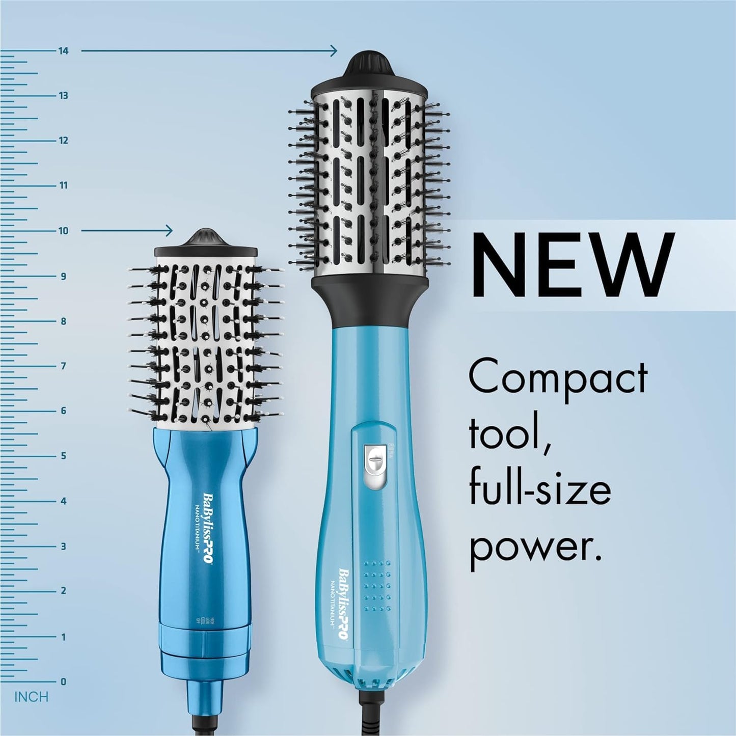 BaBylissPRO Nano Titanium 2 Inch Compact Hot Air Brush, Hair Styling Tools & Appliances, BNTMHBUC, Blue