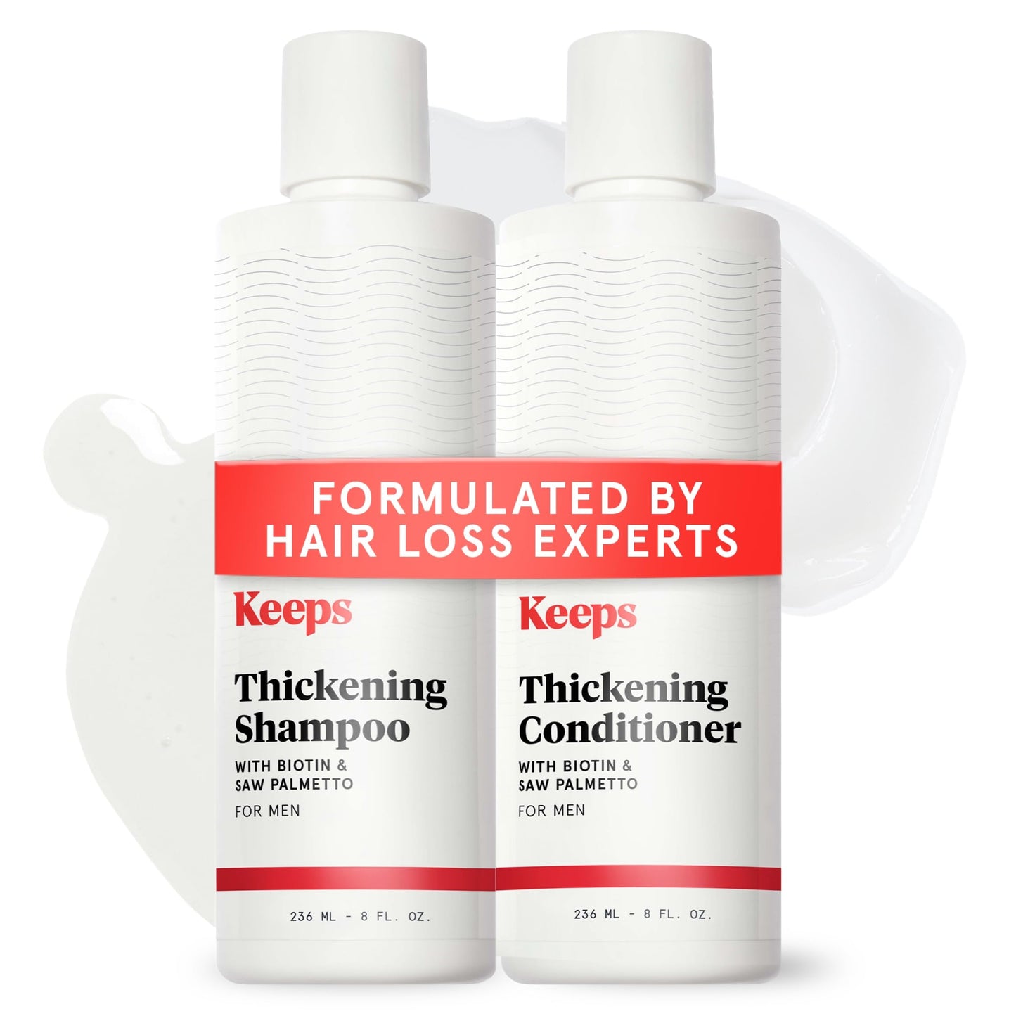 Keeps Thickening Shampoo & Conditioner for Men - Anti-Thinning Hair Care Duo with Biotin, Caffeine & Saw Palmetto - Color-Safe Men's Volumizing Shampoo & Conditioner - DHT-Blocker - 8 Oz Each