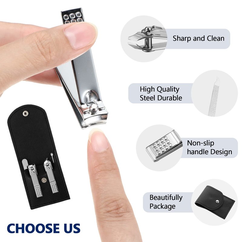 Geosar 12 Sets Manicure Gifts Bulk Nail Clippers Pedicure Kit Stainless Steel Professional Pedicure Grooming Kits Nail Care Tools with Travel Case for Women Men Hand Foot Birthday(Black)