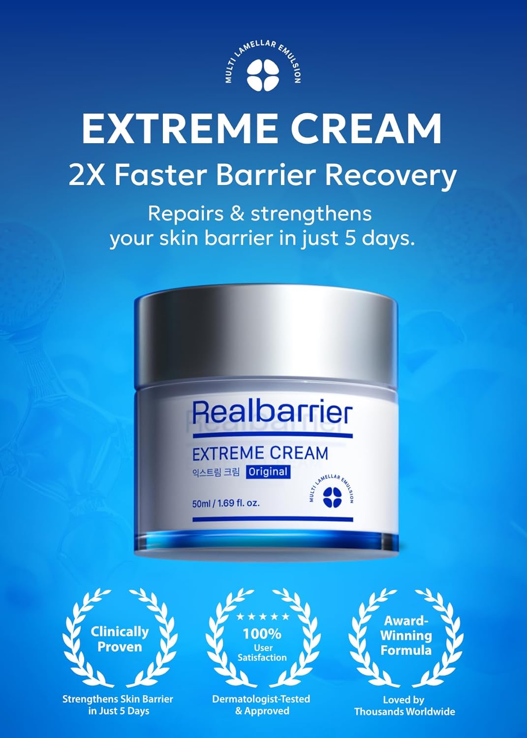 Extreme Cream | Korean Moisturizer for Sensitive Skin - Hydrating Face Lotion with Hyaluronic Acid & Ceramides | 1.69 fl oz (50ml)