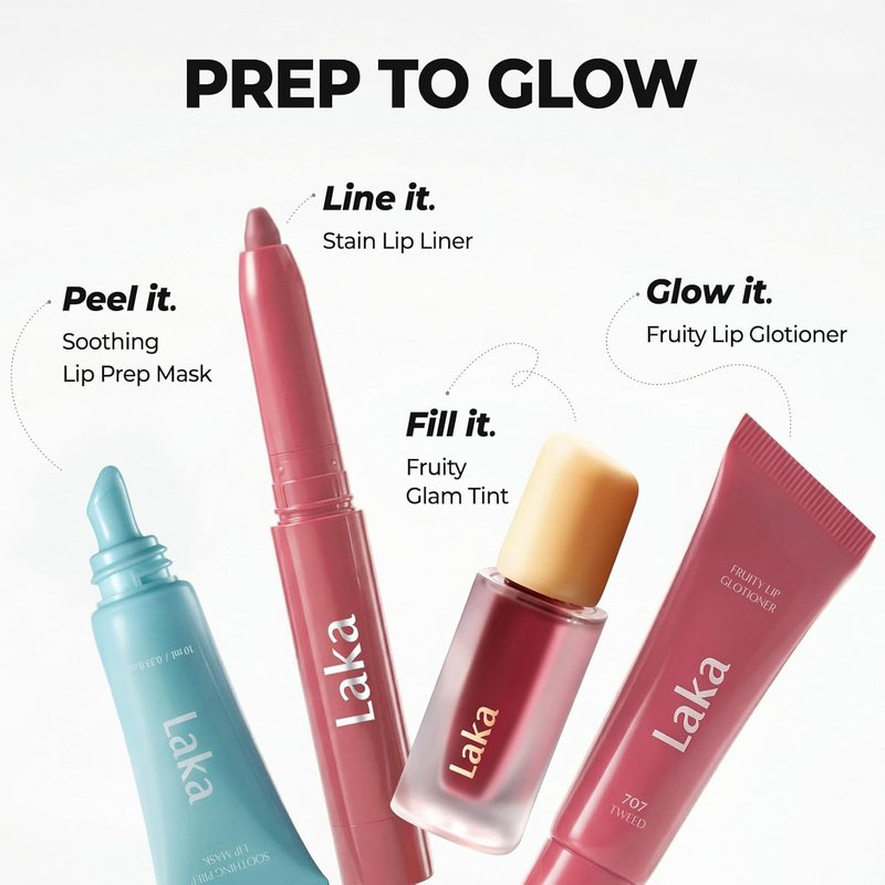 Laka Fruity Glam Tint Lip Stain - Hydrating, Lightweight & Buildable Color | 4.5g/0.15oz, Vegan K-Beauty