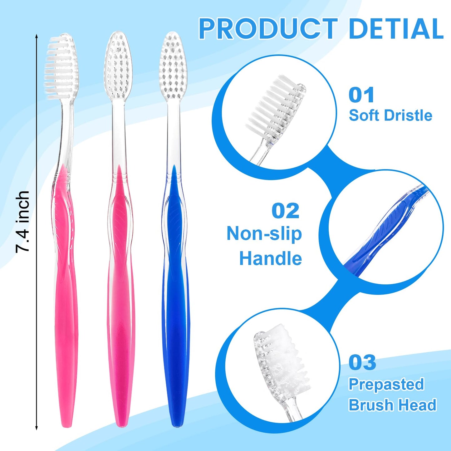 HQSLsund 150 pcs Prepasted Disposable Toothbrushes Bulk Individually Wrapped Pre Pasted Soft Bristle Tooth Brush Set Travel Toothbrushes for Homeless Gift Hotel Camping Travel