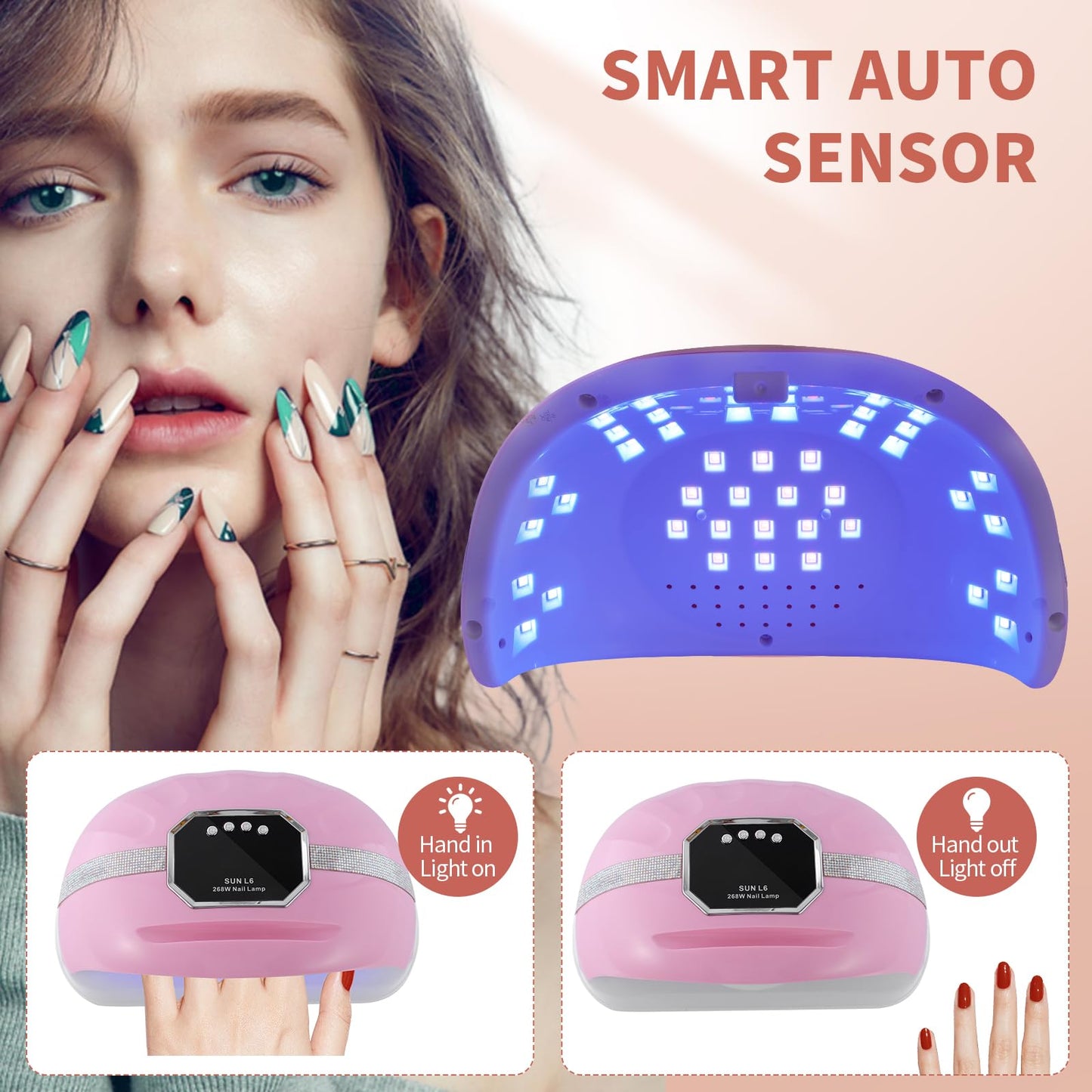 Riuotazi 268W UV LED Nail Lamp for Two Hand