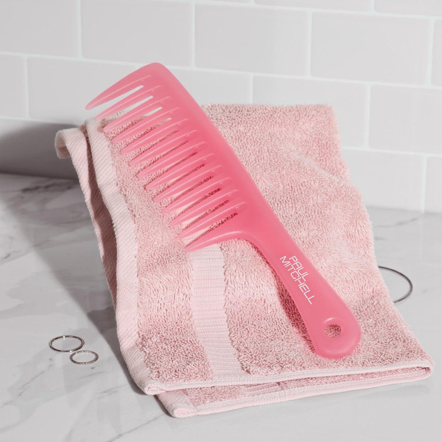 Paul Mitchell Detangler Comb, Wide Tooth Comb Detangles Wet or Dry Hair, Guava Pink