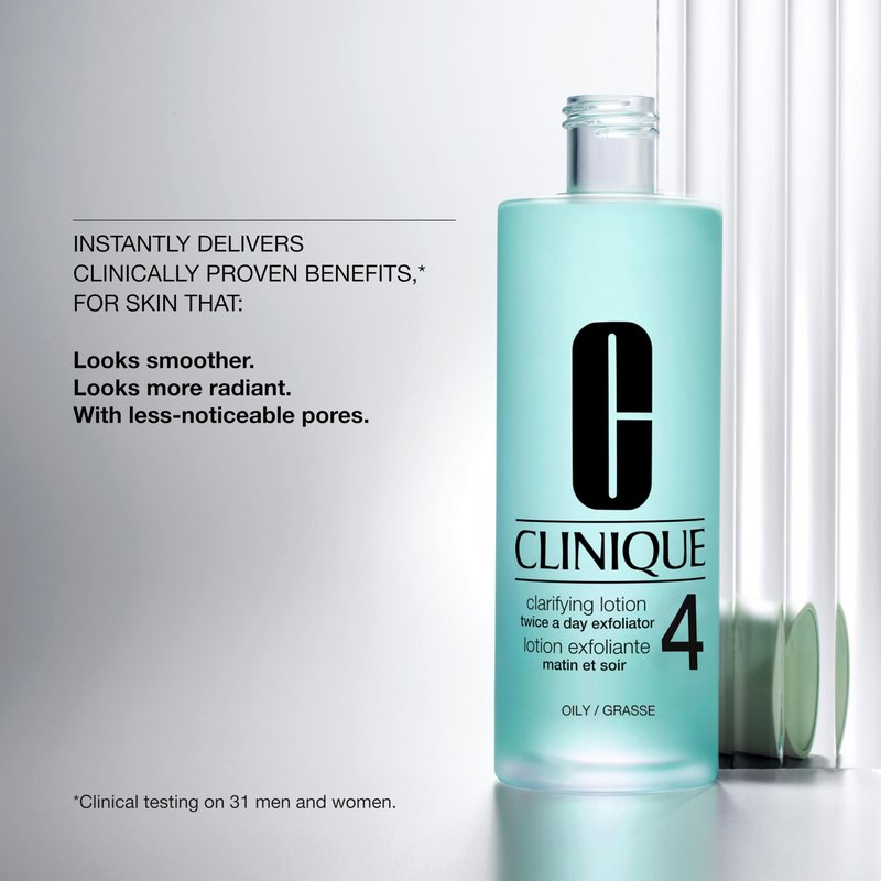 Clinique 3-Step Clarifying Lotion Face Exfoliator 4 | Toner With Witch Hazel + Salicylic Acid | For Oily Skin Types, 13.5 Fl Oz