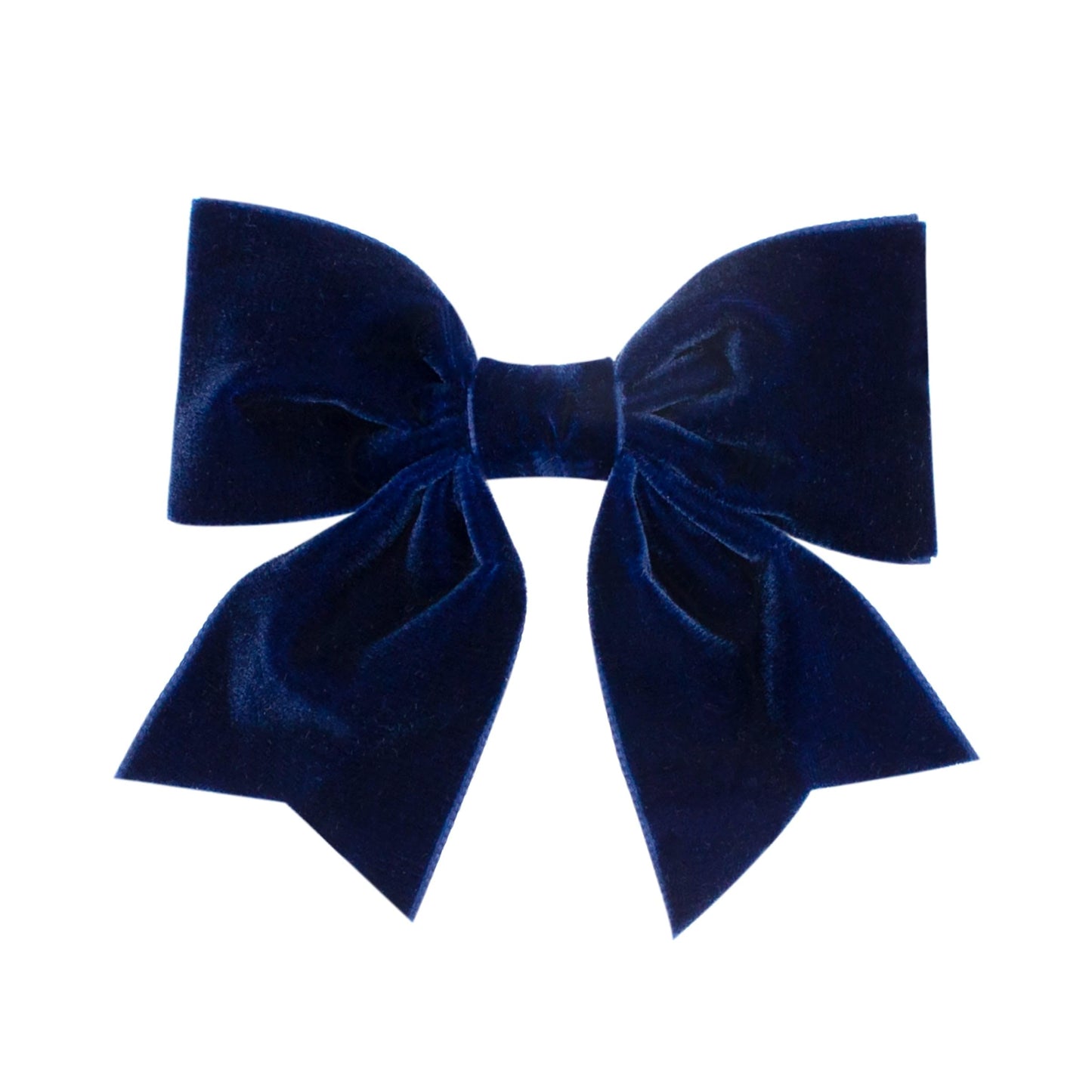 Wee Ones Girls' Plush Velvet Bowtie with Tails on a WeeStay Hair Clip, Small King, Navy