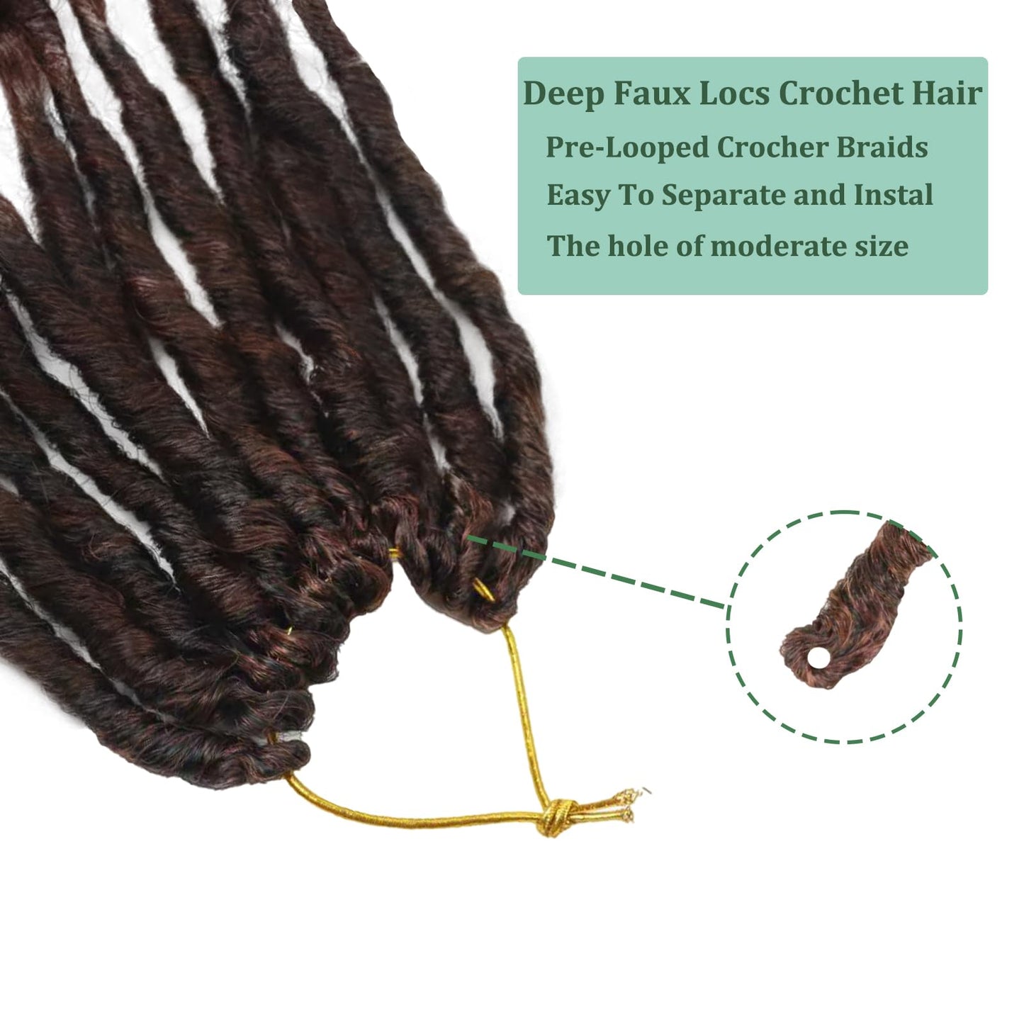 Deep Faux Locs Crochet Hair 30 Inch 8 Packs Goddess Locs Crochet Hair T350 Soft Loc Faux Loc Crochet Braids with Curly Ends Prelooped Deep Wave Croceht Braids for Black Women(Black mixed Ginger)