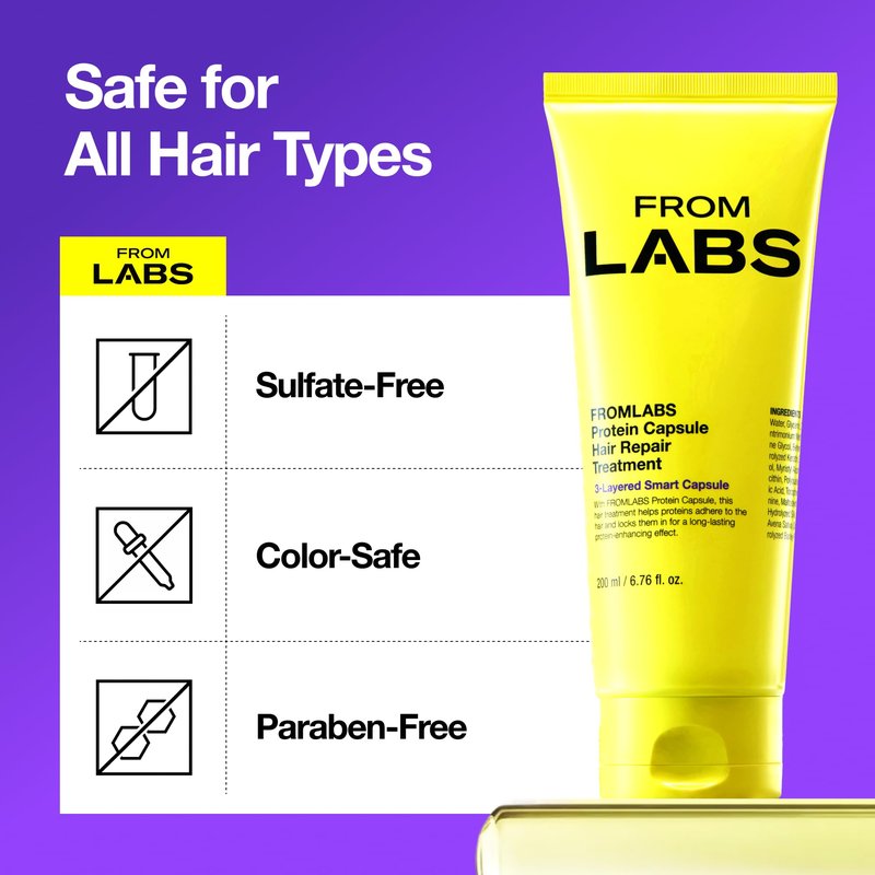FROMLABS Hair Repair Duo – Protein Capsule Hair Repair Treatment (6.76 fl oz) + Intensive Keratin Booster Powder (8 Pack)