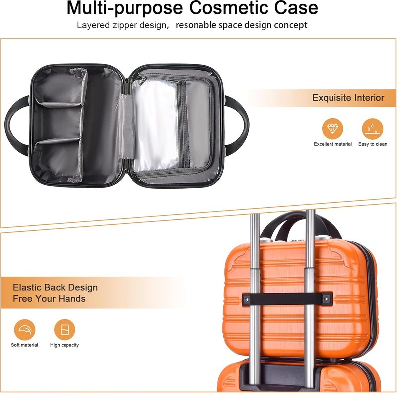 Makeup Train Case - 14 Inch Hard Shell Cosmetic Organizer | Portable Toiletry Bag for Travel