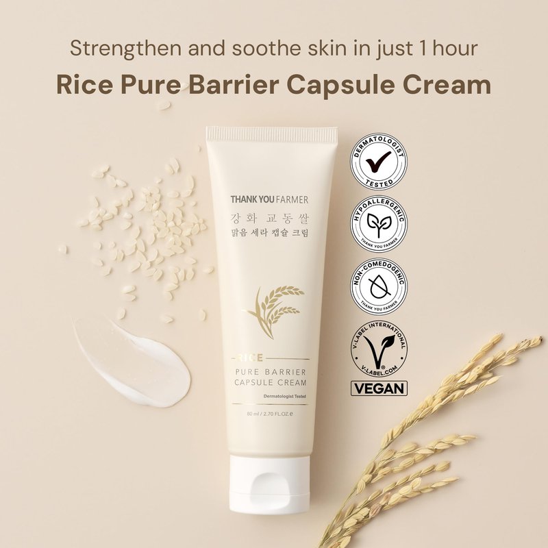 Rice Pure Barrier Capsule Cream - Moisturizing & Skin Barrier Cream | Hypoallergenic, Dermatologist Tested | Korean Skincare with Ceramide Capsules & Korean Rice Extract